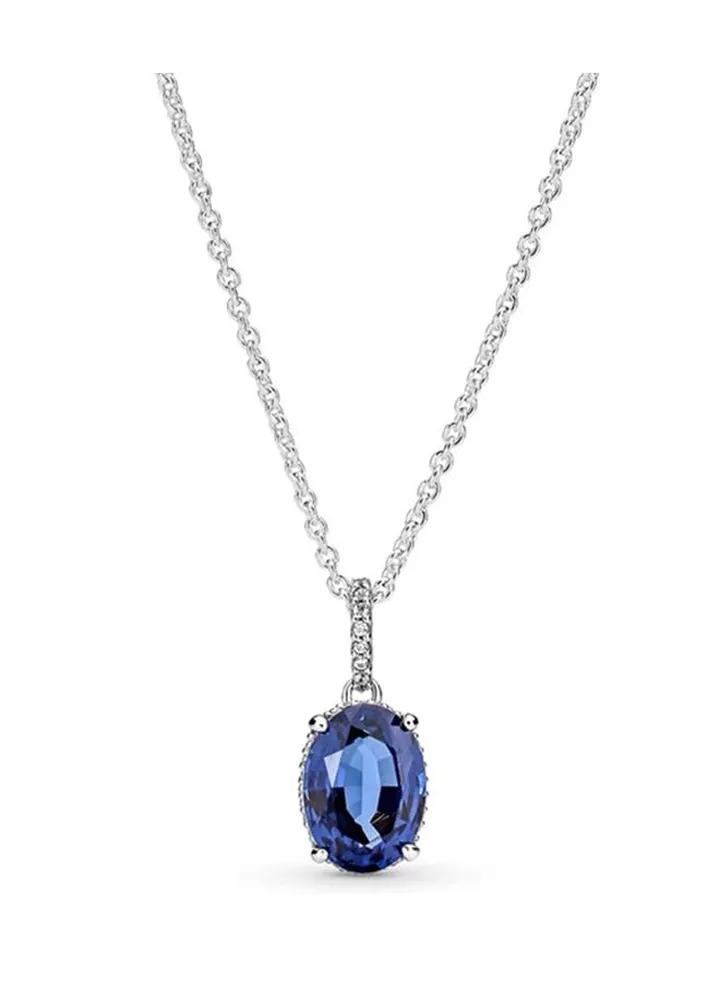 Pandora Blue Gem Silver Necklace for Women