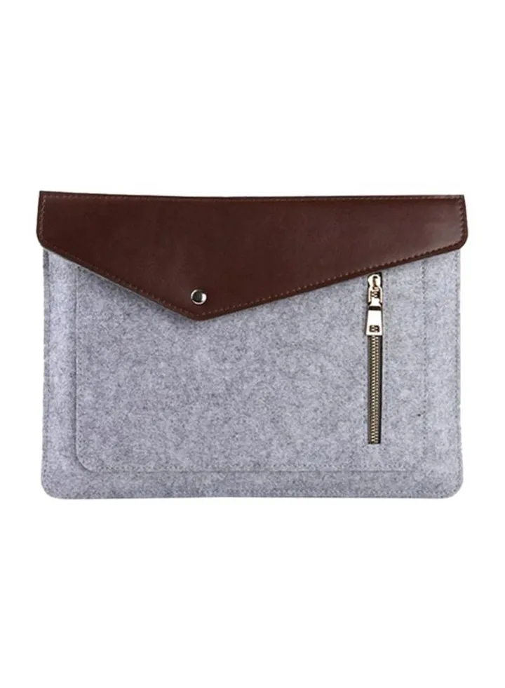 13-Inch Laptop Bag For Macbook Light Grey/Brown