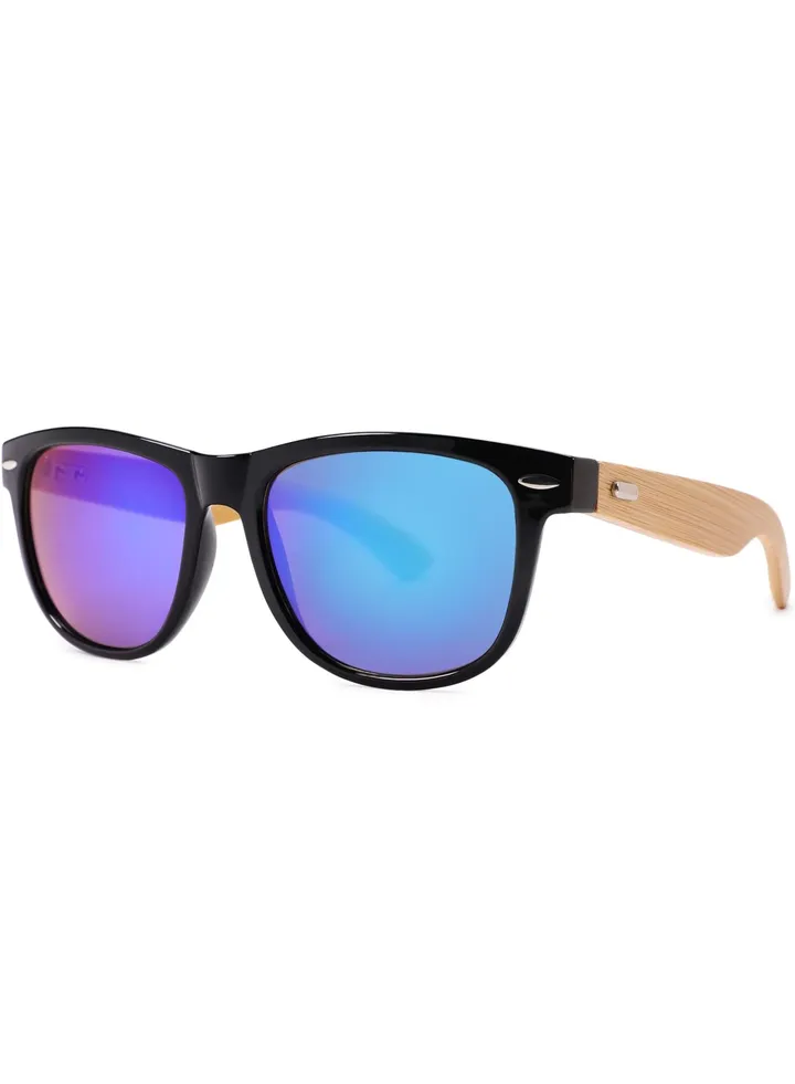 Sunglasses with Mirrored and Wooden Frame for Men and Women | 100% UVA/UVB Protection