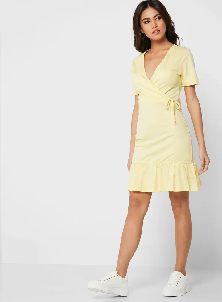 Wrap Tie Dress Yellow