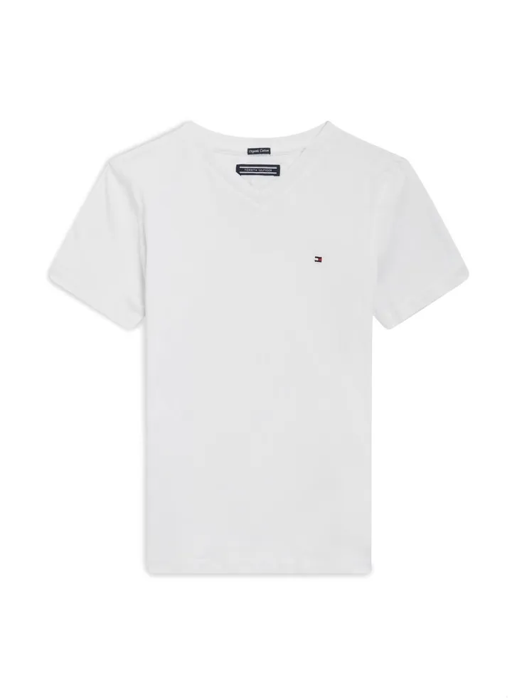Boys' Organic Cotton V-Neck T-Shirt, White