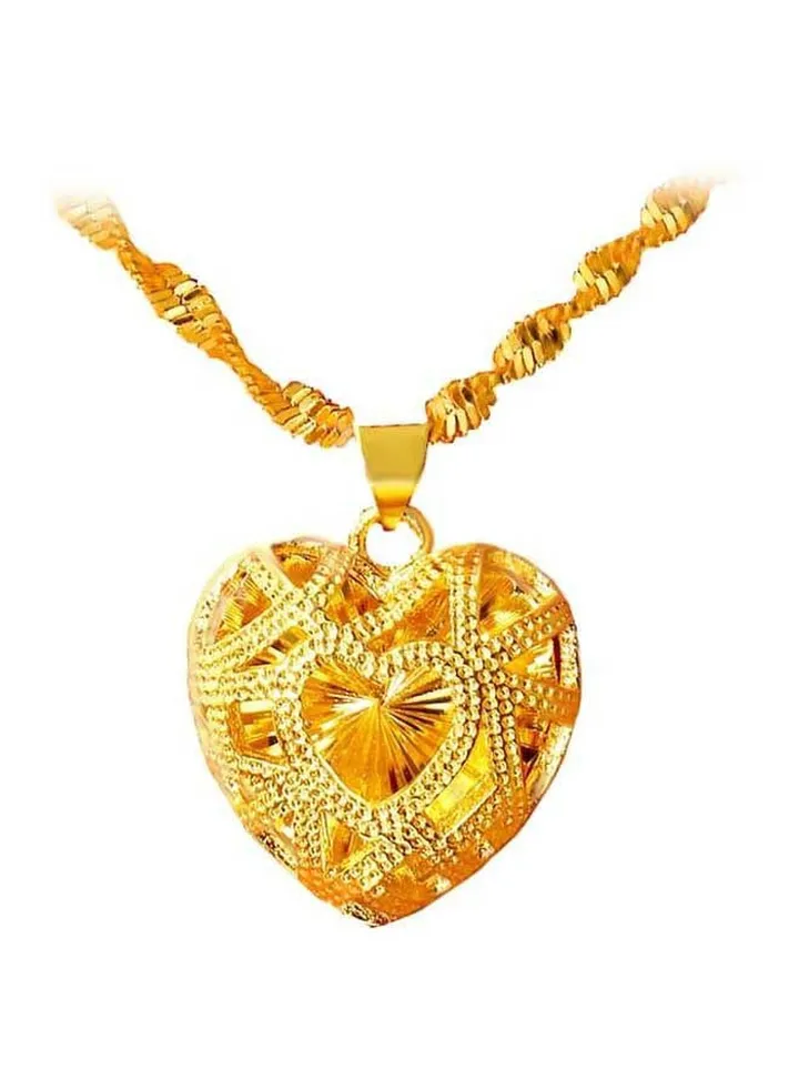 24 Karat Gold Heart Shape Pendant Necklace