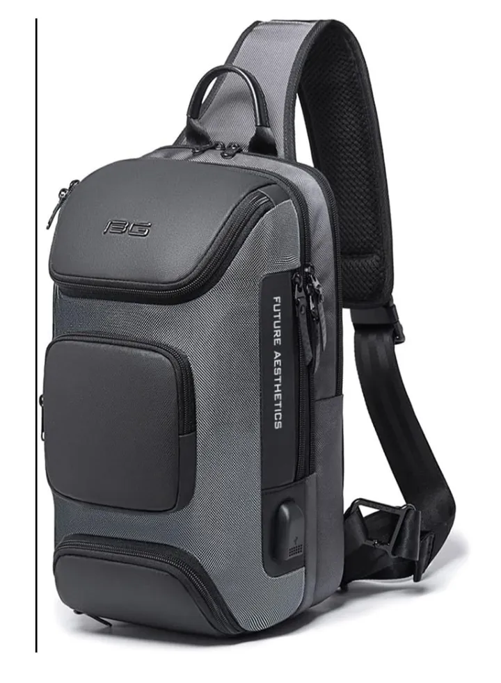 BANGE Sling Bag, Waterproof Men's Chest Bag Shoulder bags Crossbody Sling Backpack for Men(Grey)