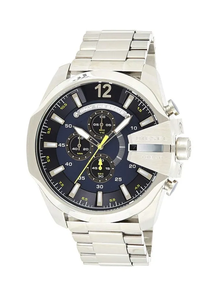Men's Round Shape Stainless Steel Chronograph Wrist Watch 51 mm - Silver - DZ4465