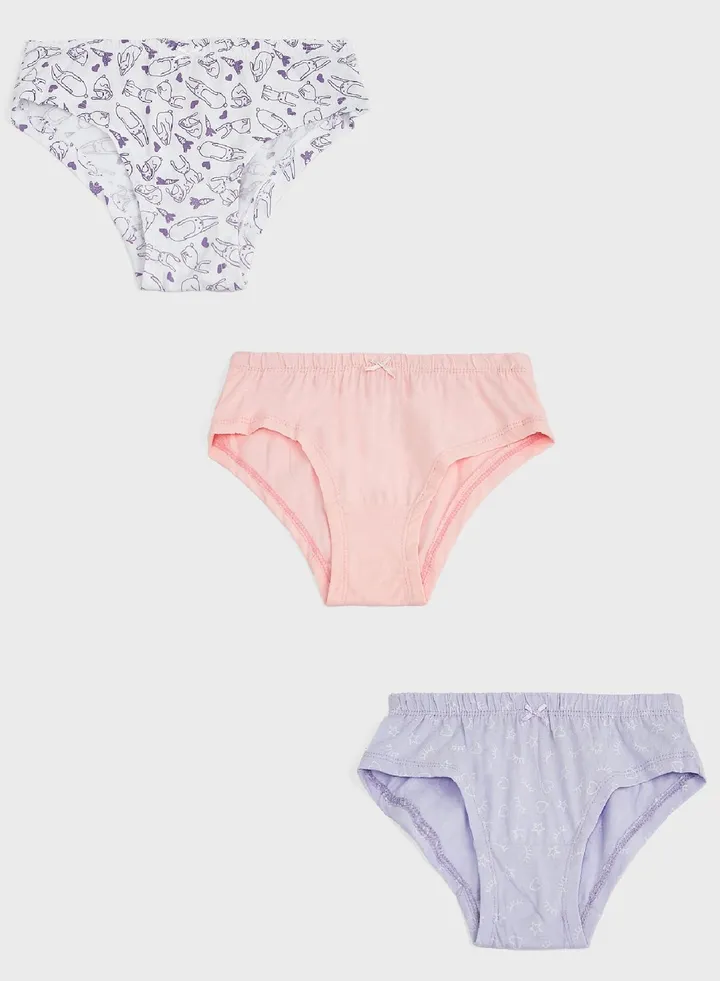 Pack Of 3 Printed Girls Hipster