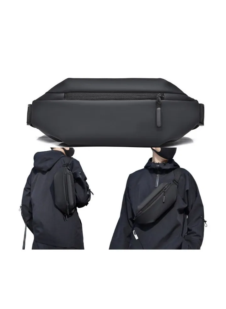 Sling Bag Men's Shoulder Bag Casual Sports Fashion Women's and Men's Running Waist Bag Crossbody Waist Bag with Adjustable Shoulder Strap Backpack Black 25.00*6.00*14.00cm