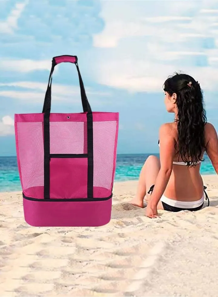 Child Kids Beach Bag with Insulation Carry Beach Treasures Toys and Food Mesh Storage