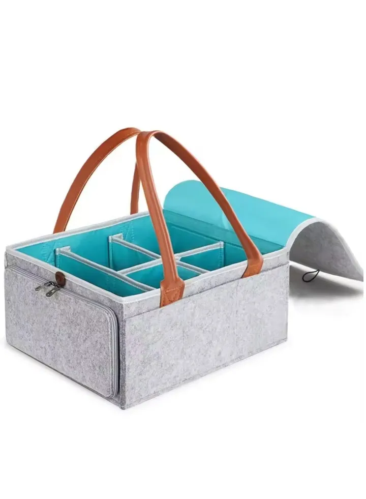 Lifenpure™ multi pockets portable felt organizer baby diaper caddy mummy storage bag