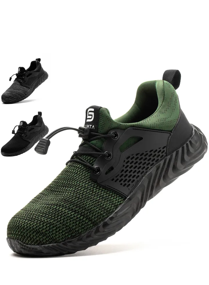 SLIMTA Men Women Safety Shoes Non-Slip Steel Toe Cap Trainers Mesh Breathable Lightweight Comfortable Puncture Proof Industrial Shoes