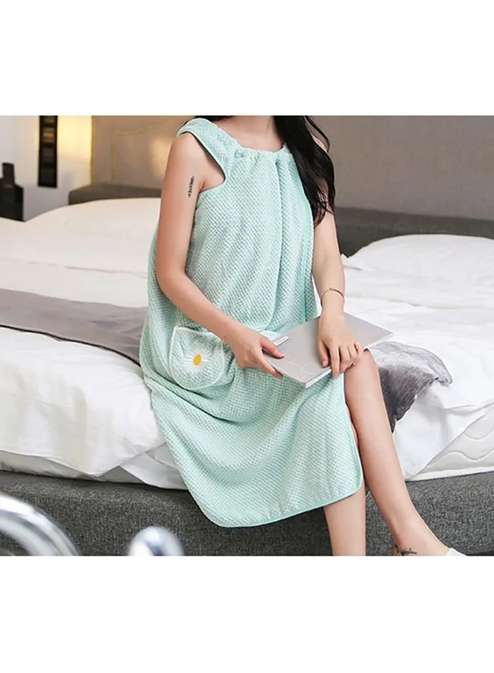 Women's Bath Towel Robe Robe Body Spa Bath Wrap Toweling Robe (Light Green)
