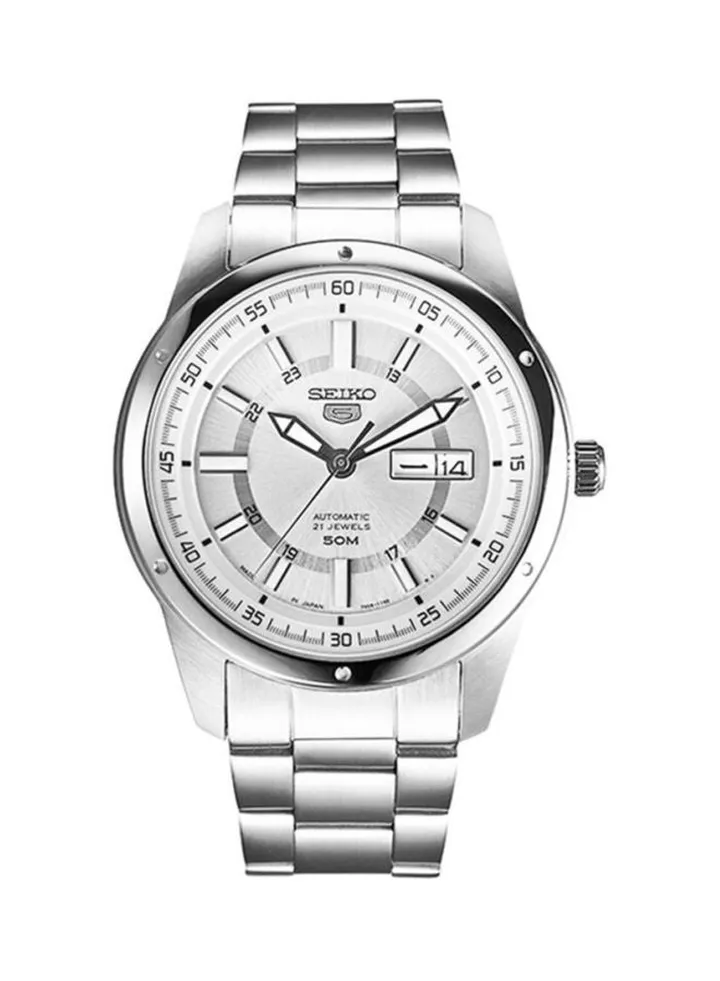 Men's Series 5 Round Shape Stainless Steel Analog Wrist Watch 43 mm - Silver - SNKN09J1