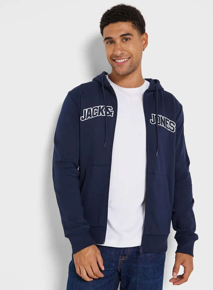 Logo Zip Through Hoodie
