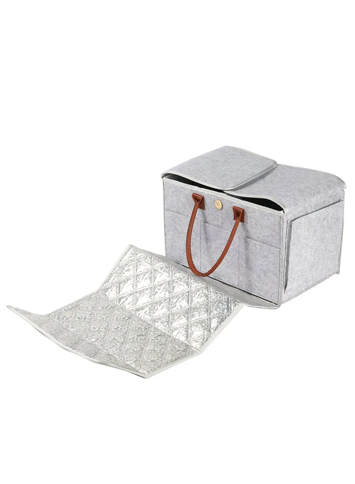 2 In 1 Diaper Caddy With Mat XL - Grey