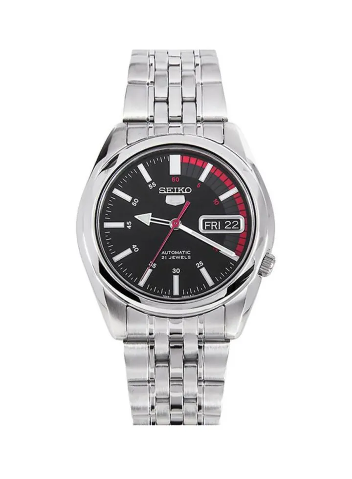 Men's Round Shape Stainless Steel Analog Wrist Watch 37 mm - Silver - SNK375