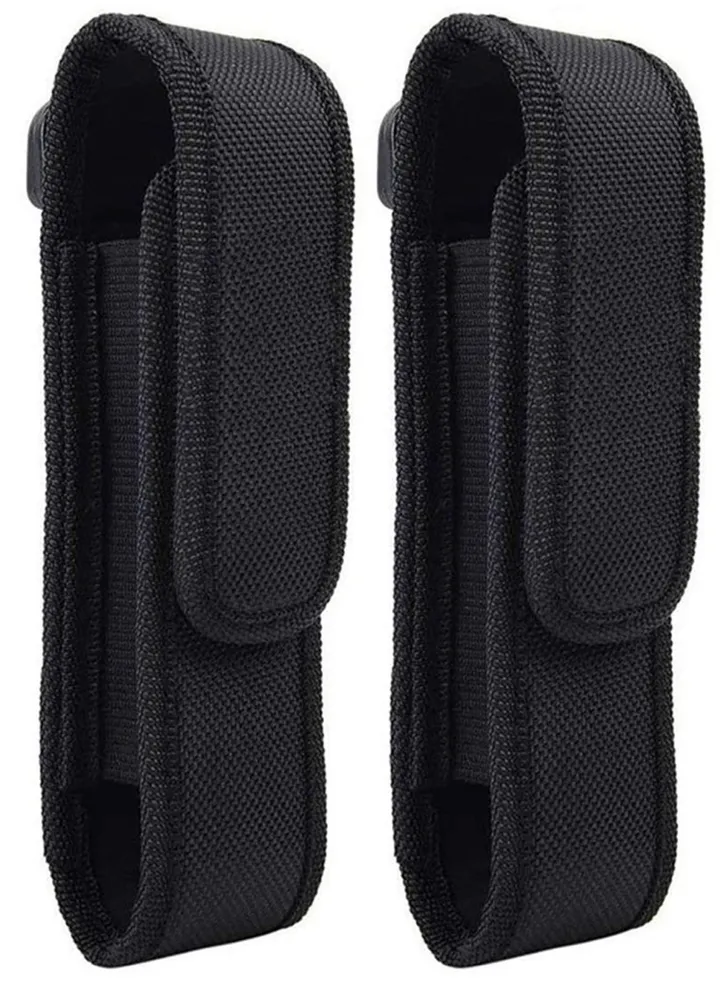 Flashlight Holster 2pcs Set, Flashlight Holder Belt Carry Case Nylon Fabric Flashlight Pouch Ultra-Thick Flashlight Cover Portable Waist Bag for Flashlights for Outdoor Camping Hiking