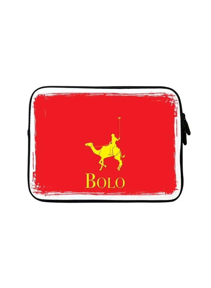 Premium Designer Sleeve With Strap For Laptop Red/Yellow