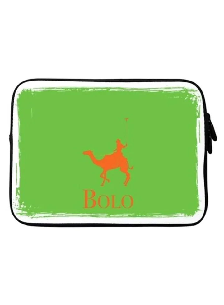 Bolo Green Premium Designer Sleeve With Strap For Laptops Green/Orange