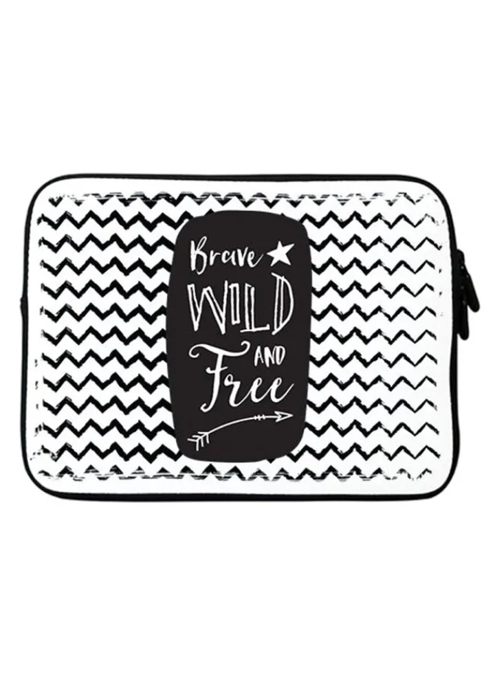 Premium Brave Wild And Free Carrying Case For 15 Inch Laptop Black/White