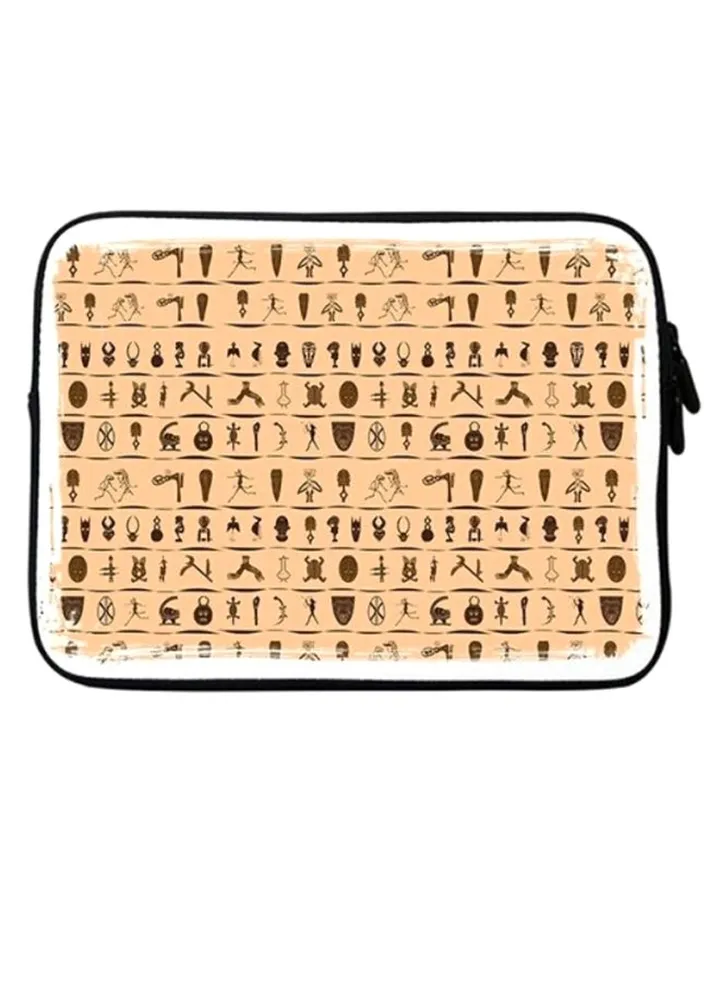 Tribal Hieroglyphics Sleeve For Laptops Beige/Brown