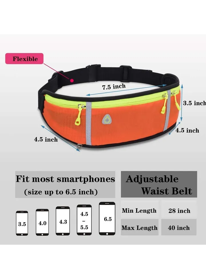 Waist Phone Bag Waterproof Running Belt Lightweight Pack with Adjustable Elastic Strap