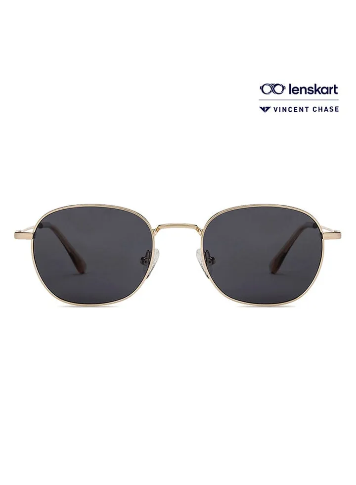 Vintage Full Rim Round Frame Polarized & UV Protected Sunglasses VC S13132 - 52mm - Gold