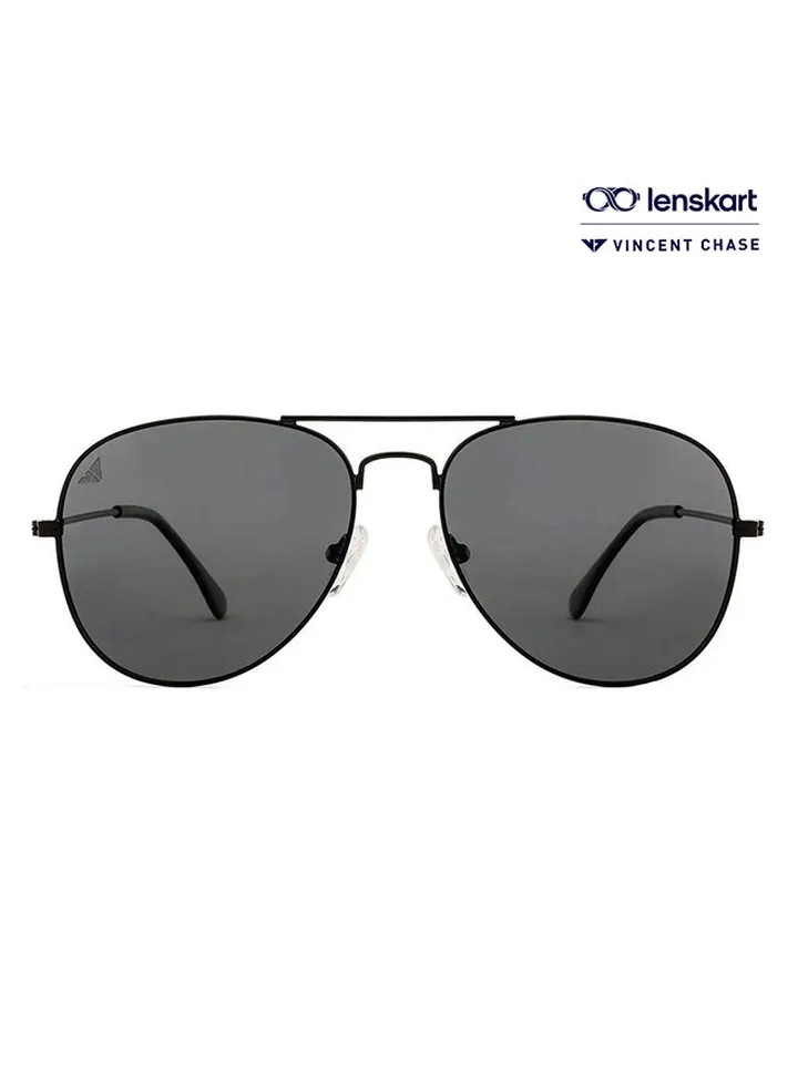Nomades Full Rim Aviator Frame Polarized & UV Protected Sunglasses VC S11075 - Lens Size: 50mm - Black