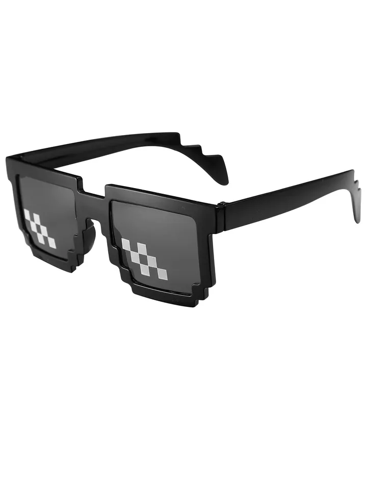 Sunglasses Classic Black Retro Style 8 Bit Pixel Sun Shades Pixelated Meme Eye Glasses Unisex For Men Women Boys Girls Parties Funny Joke Photo Cool Life Party Props