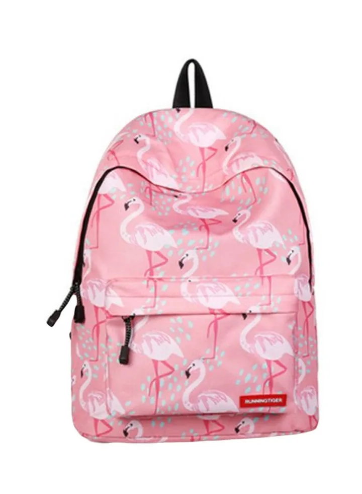 Flamingo Printed Backpack Pink/Black