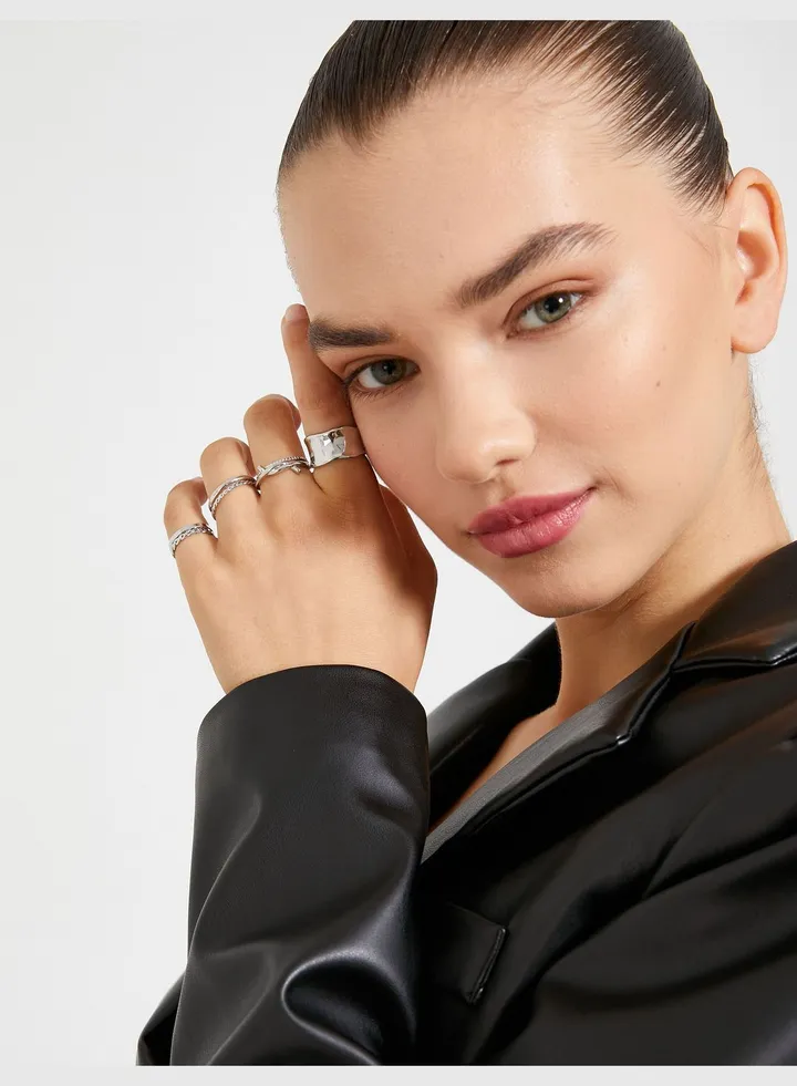 Ring Set 6 Pack Metal Thin Textured