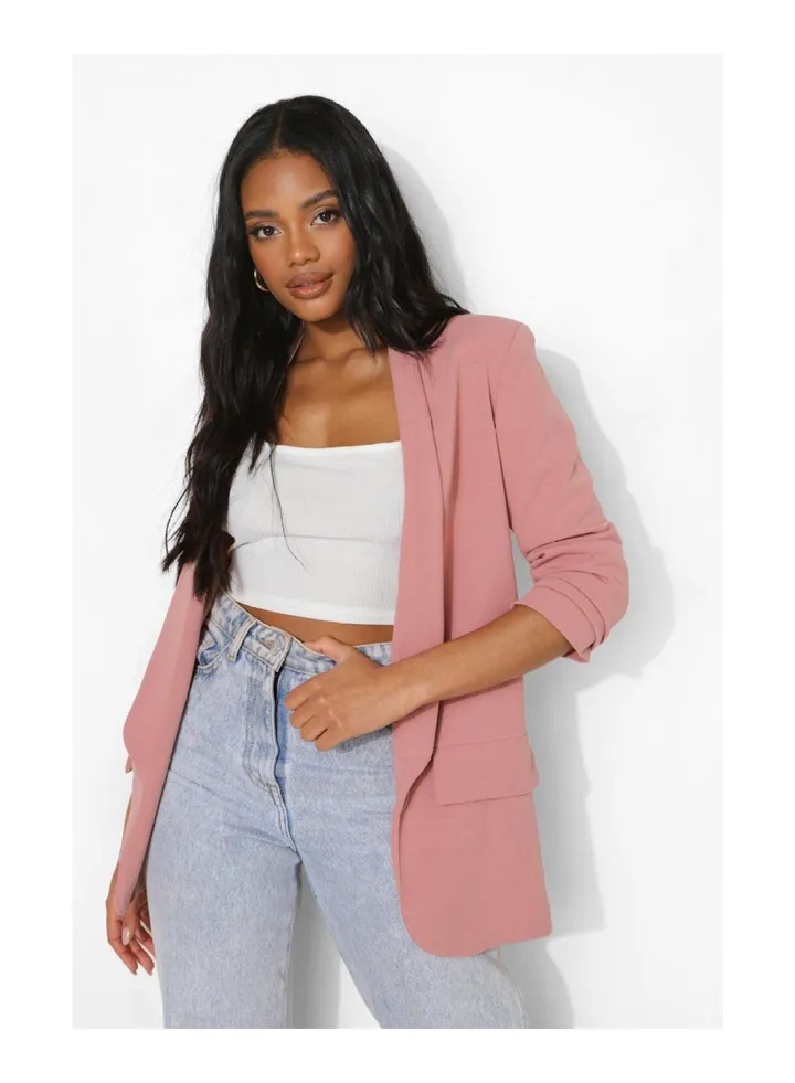 Petite Ruched Sleeve Blazer