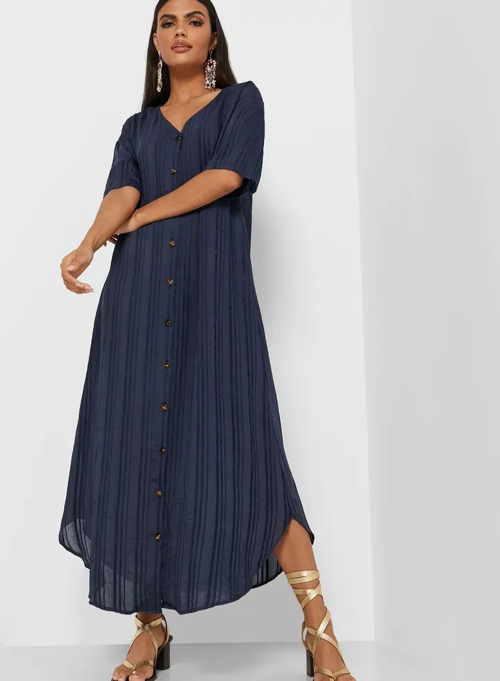 Button Down Maxi Dress Navy