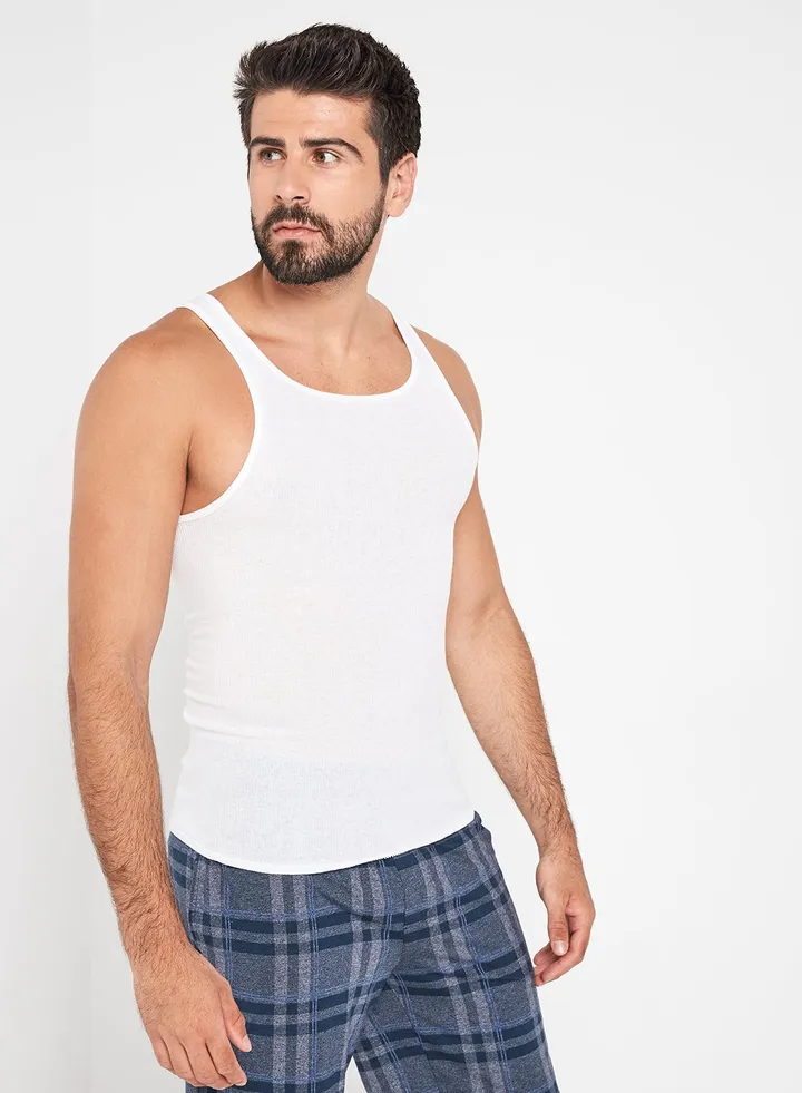 3-Piece Cotton Sleeveless Undershirt White