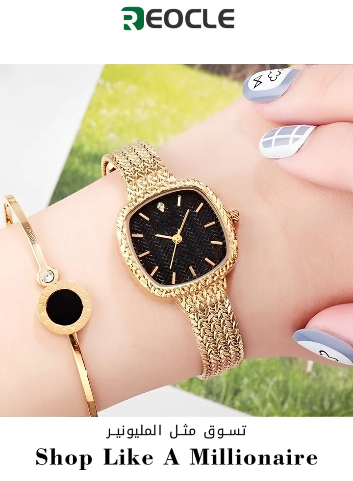 Square Temperament Women's Watch Stainless Steel Mesh Watch Niche Temperament High-end Quartz Watch