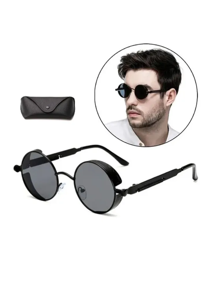 Fashionable Vintage Steampunk Metal Round sunglasses with lenses