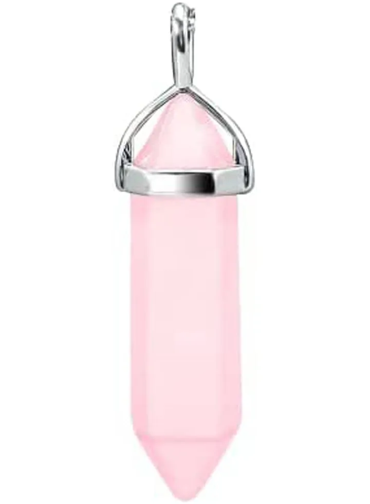 Healing Hexagonal Real Natural Rose Quartz Crystal Point Pendant