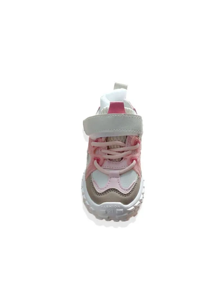 Kids rose and fushia shoes with velcro and laces
