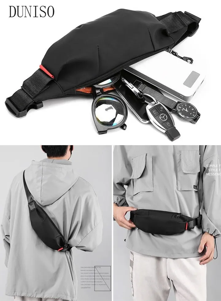 Black Waist Pack for Men and Women Fashionable Crossbody Bag Waist Bag Belt Bag with Adjustable Strap Waterproof Anti-theft Chest Bag for Travel Hiking Running Outdoors