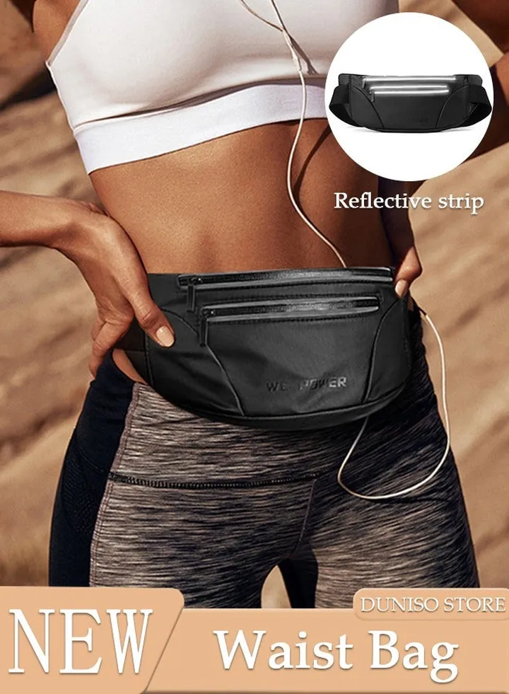 Waist Bag for Men and Women Adjustable Crossbody Pack With Reflective Strip Hands-Free Shoulder Bag Carrying All Phones for Outdoors Workout Traveling Casual Running Hiking Cycling