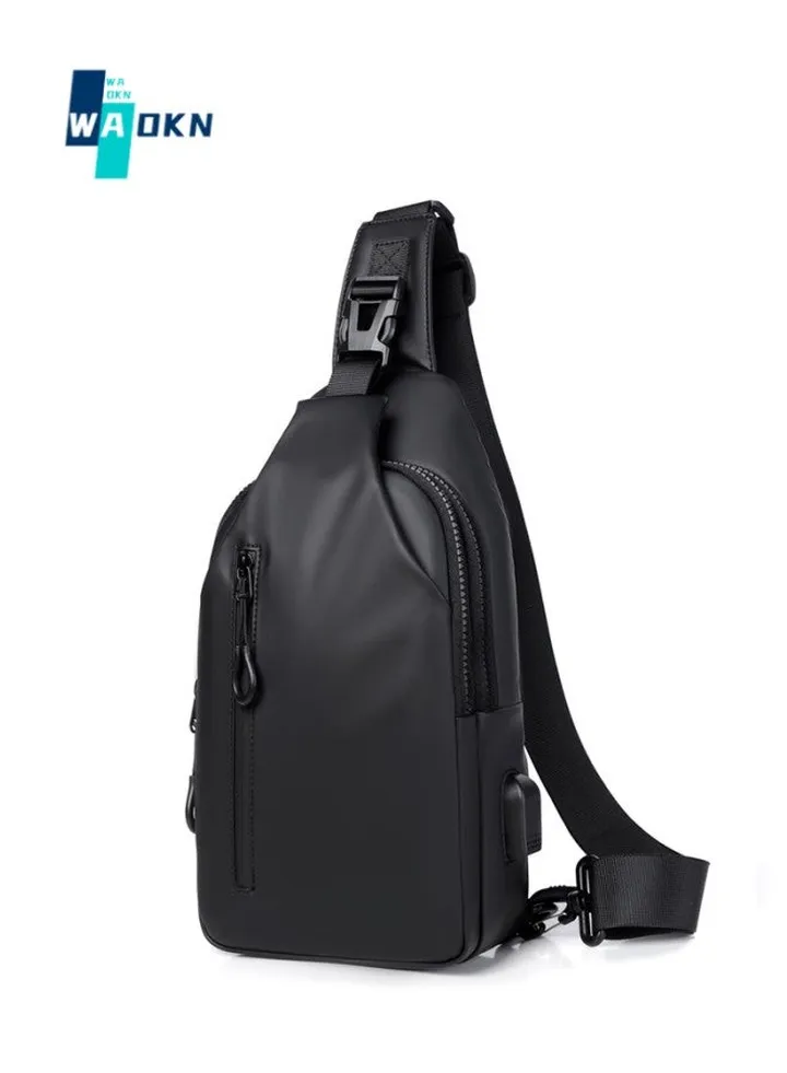 Men's Outdoor Chest Bag, Boy's Large Capacity Crossbody Bag Belt Bag, Fashionable Simple Trend Shoulder Bag Handbag Carrying Bag for College Students and Teenagers (Black)
