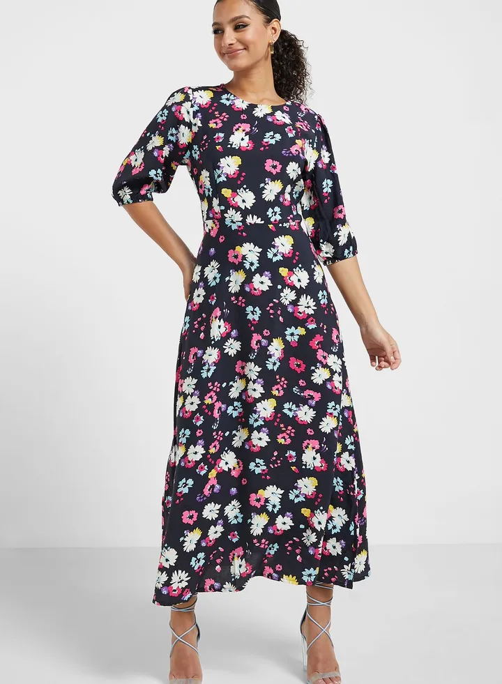 Tiered Floral Printed Dress