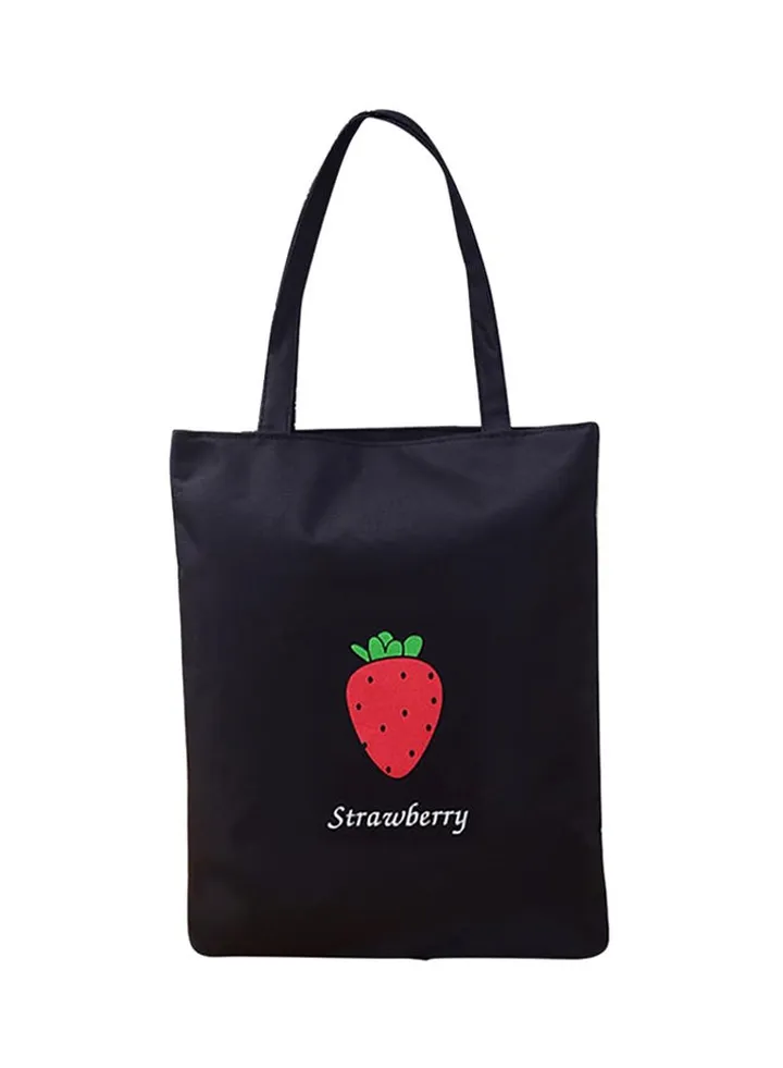 Cute Fruit Printed Tote Black/Red/Green