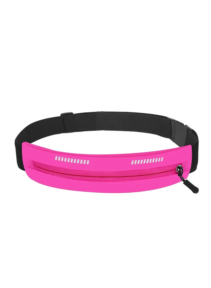 Running Waist Pack, Running Belt, Water Resistant Waist Belt, Exercise Runner Belt, Flip Running Belt for Men Women, Adjustable Pack, for Travelling, Fitness, Hiking, Cycling, Fit for All Phones Pink