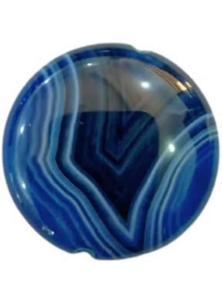 Round Agate Stone Double Sided Chain Pendant Ring