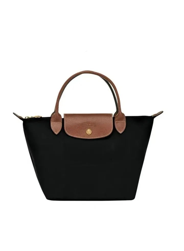 Nylon Shoulder Handbag Snap Zipper Closure Tote Bag