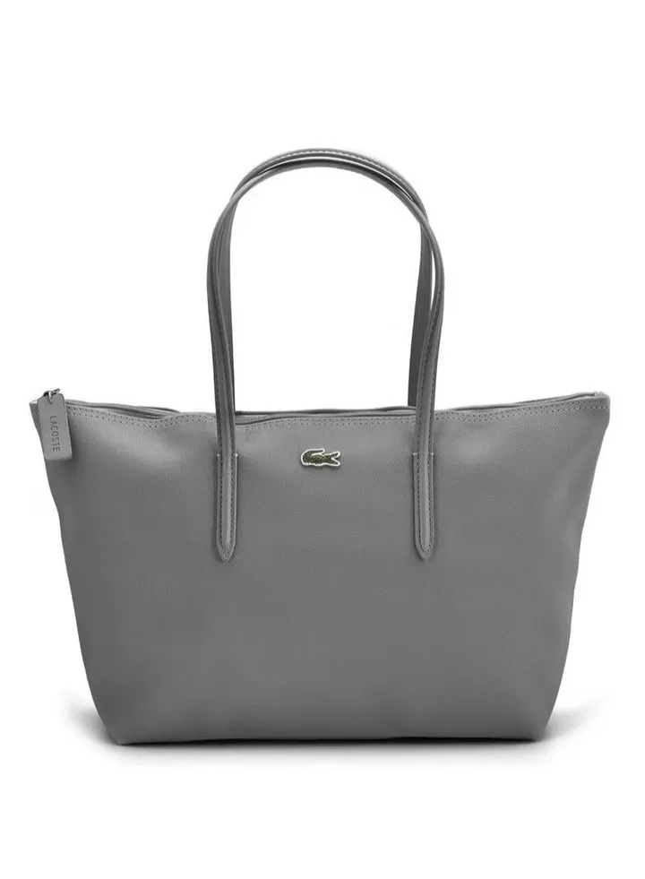 Lacoste Women's L12.12 Concept Fashion Versatile Large Capacity Zipper Handbag Tote Bag Shoulder Bag Large Gray