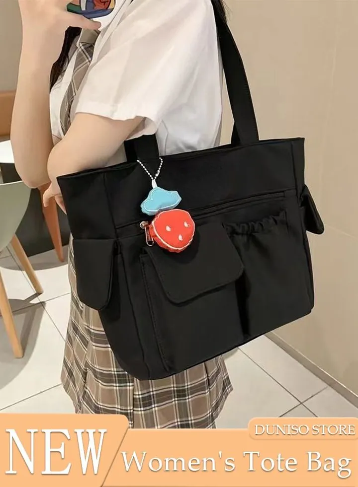 Women's Shoulder Tote Bag Canvas Handbag For Women Large Capacity Bucket Bag Fashionable Travel Messenger Shoulder Bag for Ladies Girls College Students