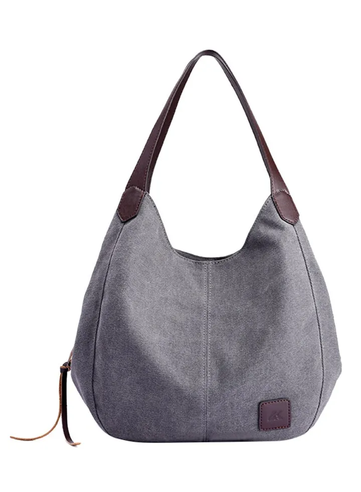 Stitched Detailed Shopper/Tote Grey
