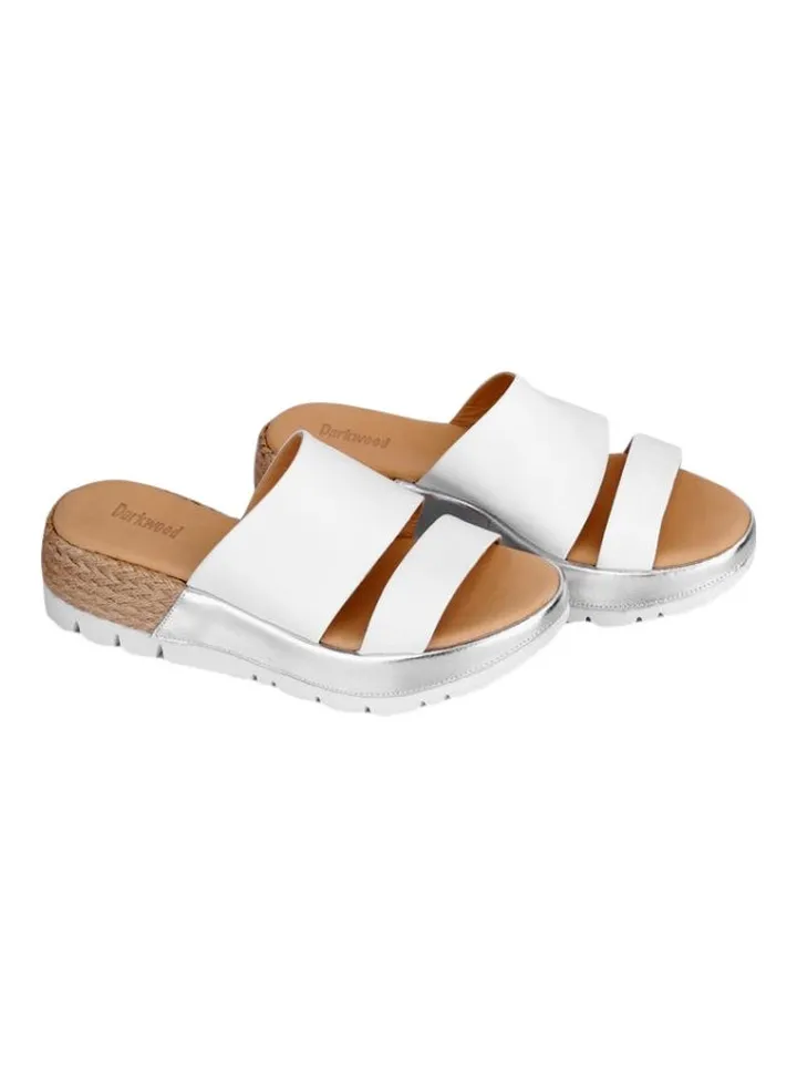 Casual Heeled Slipper White/Beige