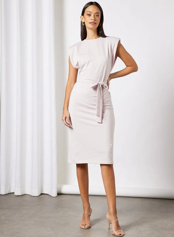 Padded Shoulder Dress Purple