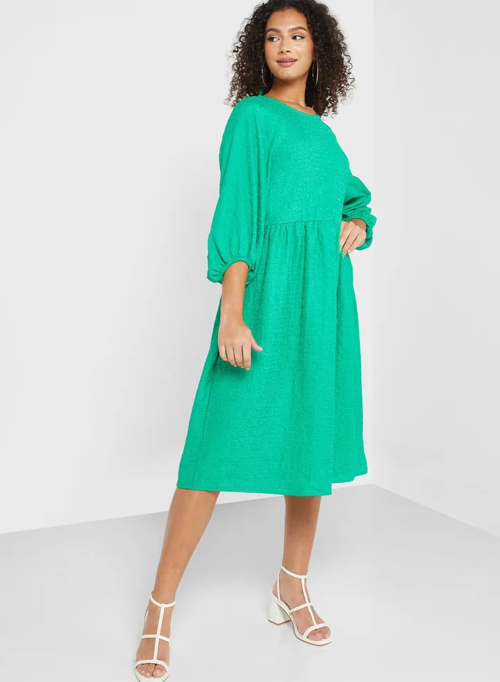 Balloon Sleeve Tiered Dress